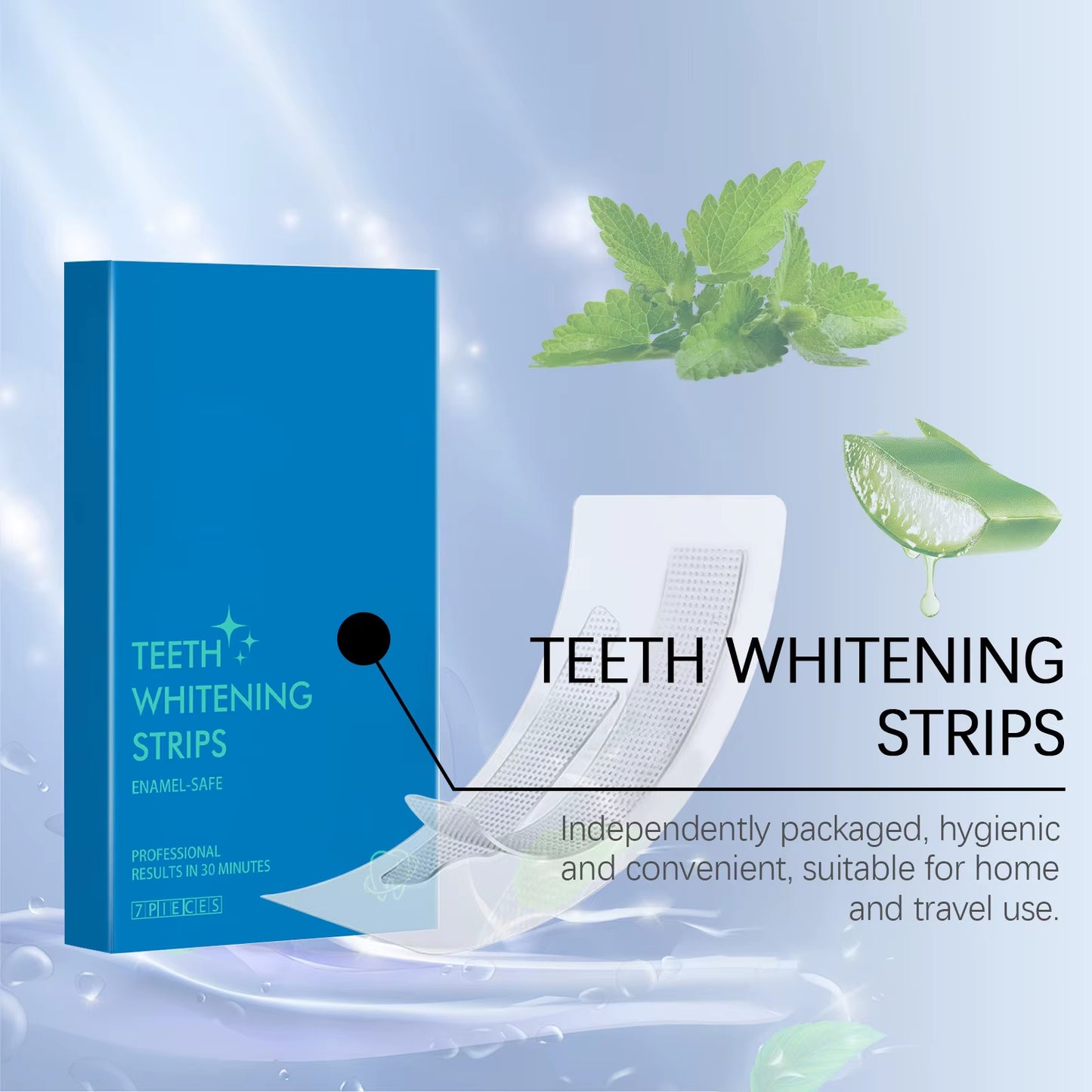 Teeth Whitening Strips,7 Strips Whitening Strips Deep Stain Removal, Teeth Whitening No Harm to Tooth Enamel, Non-Slip Dry Strip