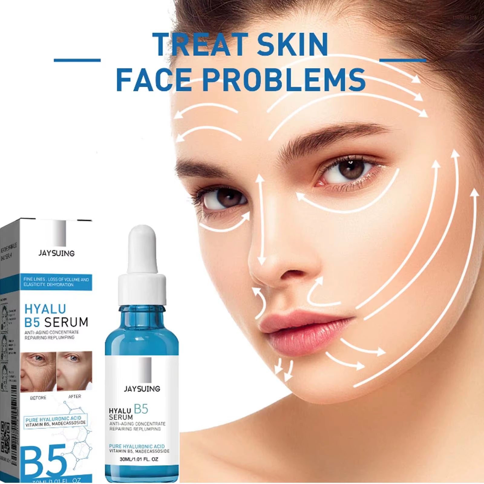 Pure Hyaluronic Acid Facial Serum Lifting Firming Fade Fine Lines Moisturizing Nourishing Shrink Pore Smooth Hyalu B5 Serum