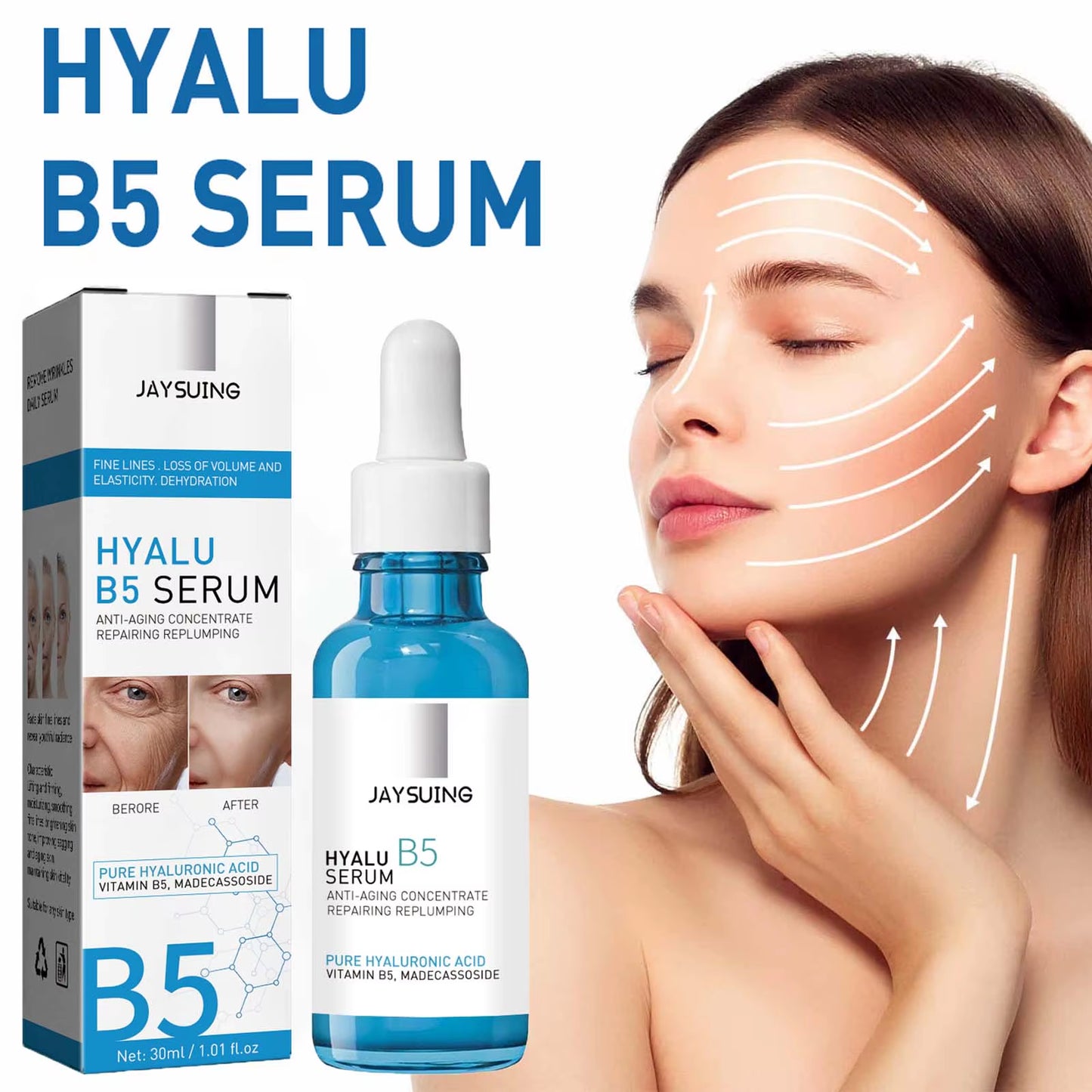 Pure Hyaluronic Acid Facial Serum Lifting Firming Fade Fine Lines Moisturizing Nourishing Shrink Pore Smooth Hyalu B5 Serum