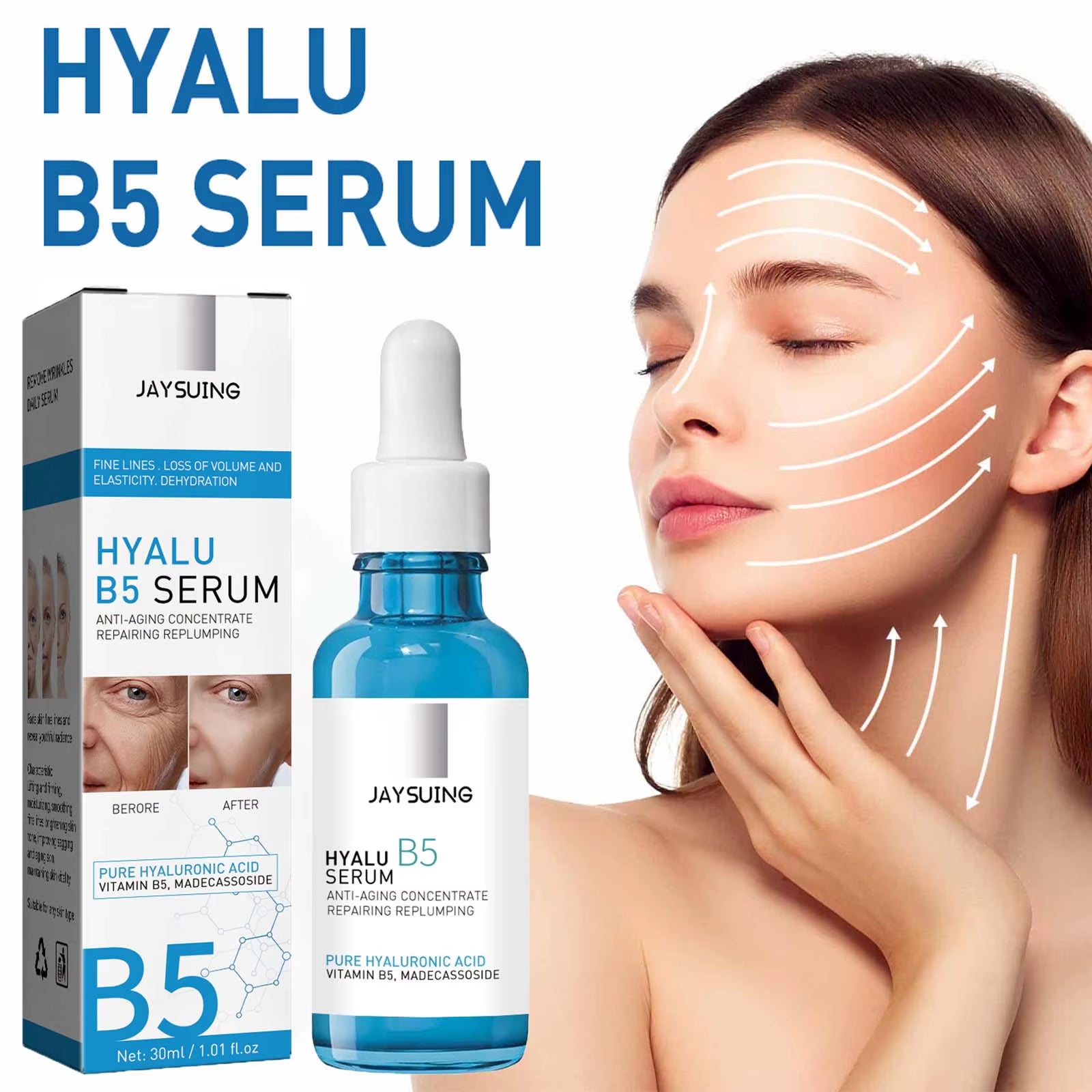 Pure Hyaluronic Acid Facial Serum Lifting Firming Fade Fine Lines Moisturizing Nourishing Shrink Pore Smooth Hyalu B5 Serum