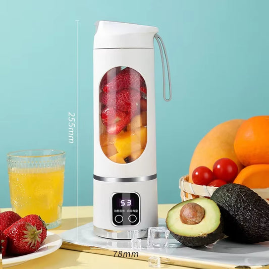 450Ml Portable Fruit Juicer with 8 Blade Home USB Rechargeable Large Capacity with Digital Display Juice Maker Machine
