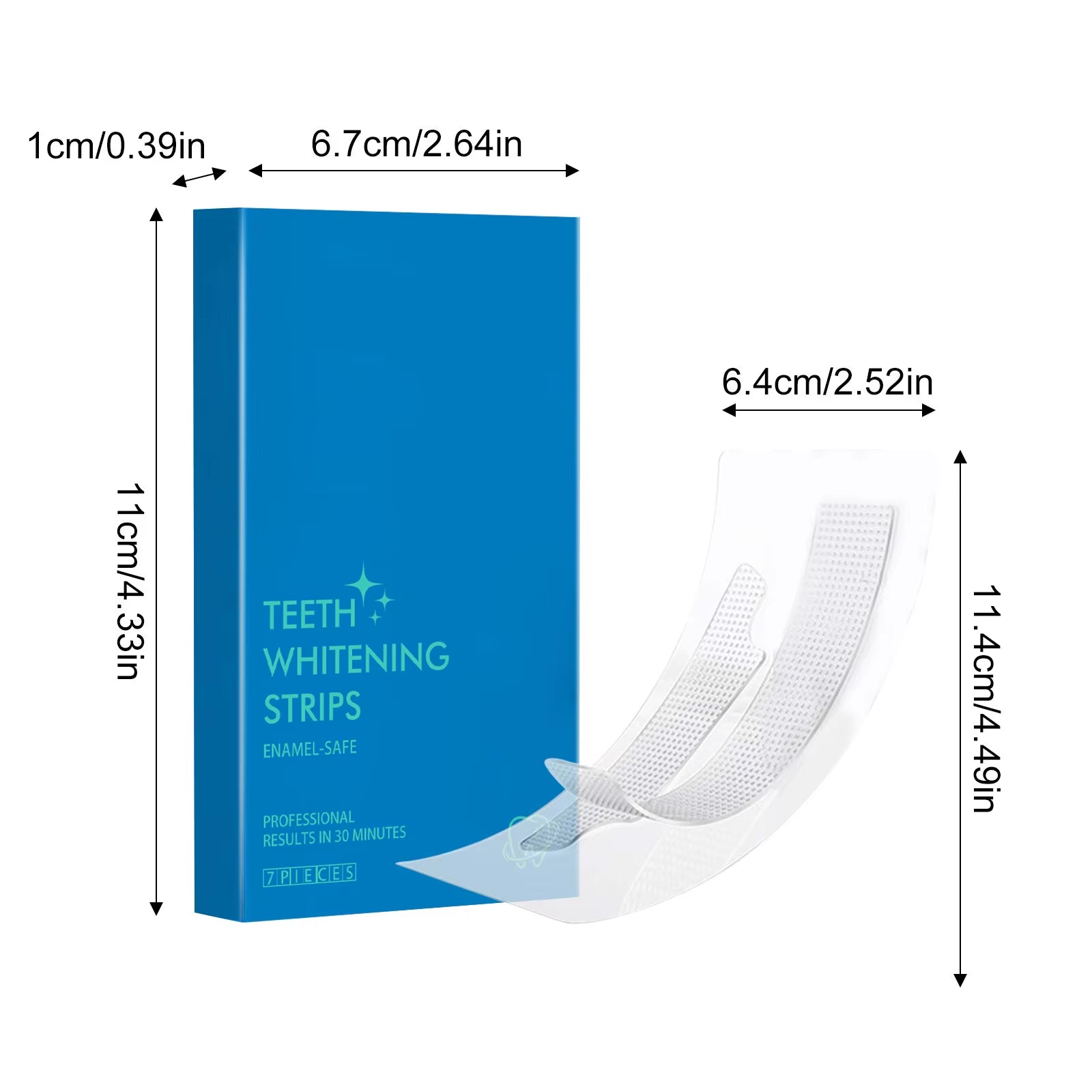 Teeth Whitening Strips,7 Strips Whitening Strips Deep Stain Removal, Teeth Whitening No Harm to Tooth Enamel, Non-Slip Dry Strip