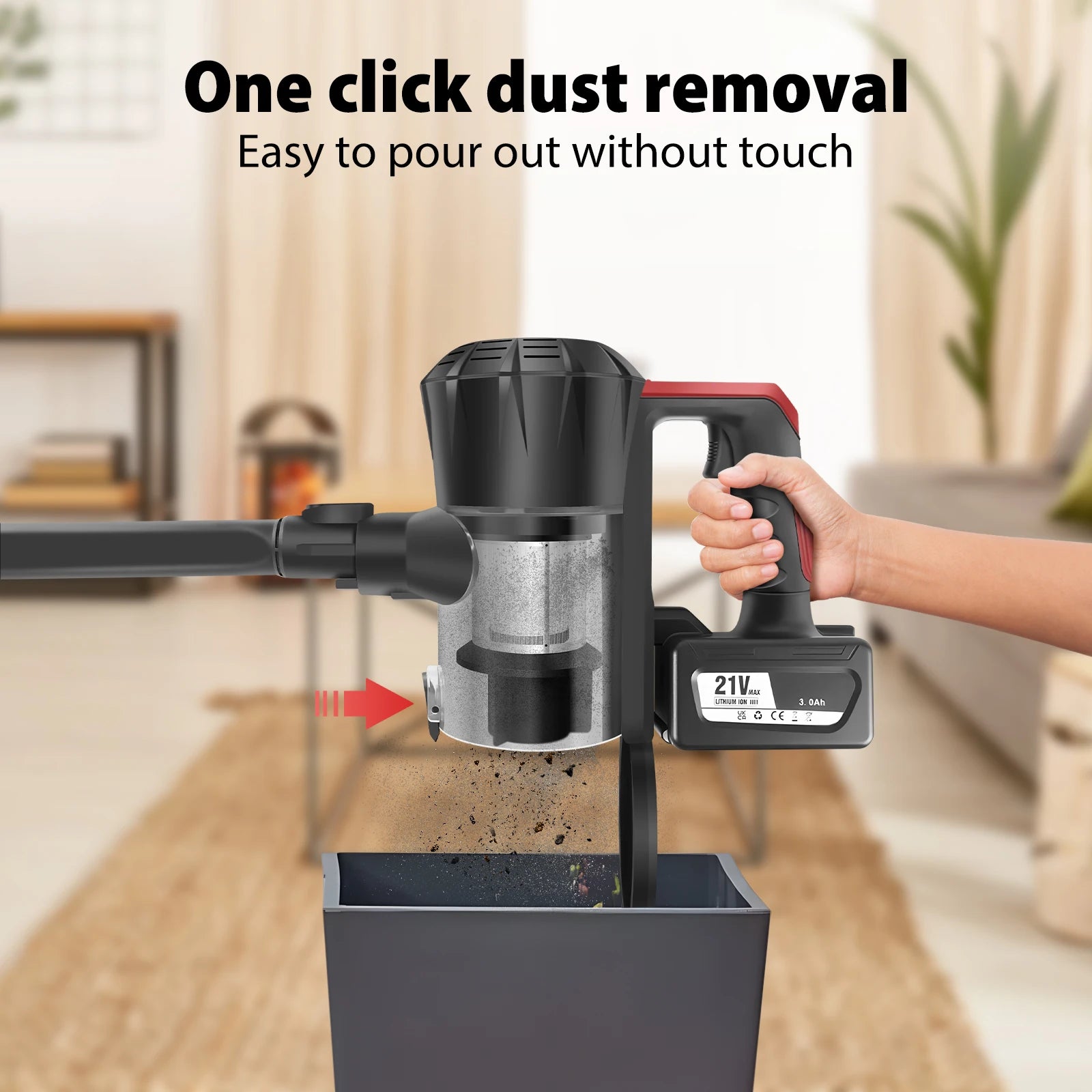 Cordless Stick Vacuum Cleaner,15000Pa Cordless Vacuum Cleaner 8 in 1,Handheld Stick Vacuum with LED Light,3000Mah Battery