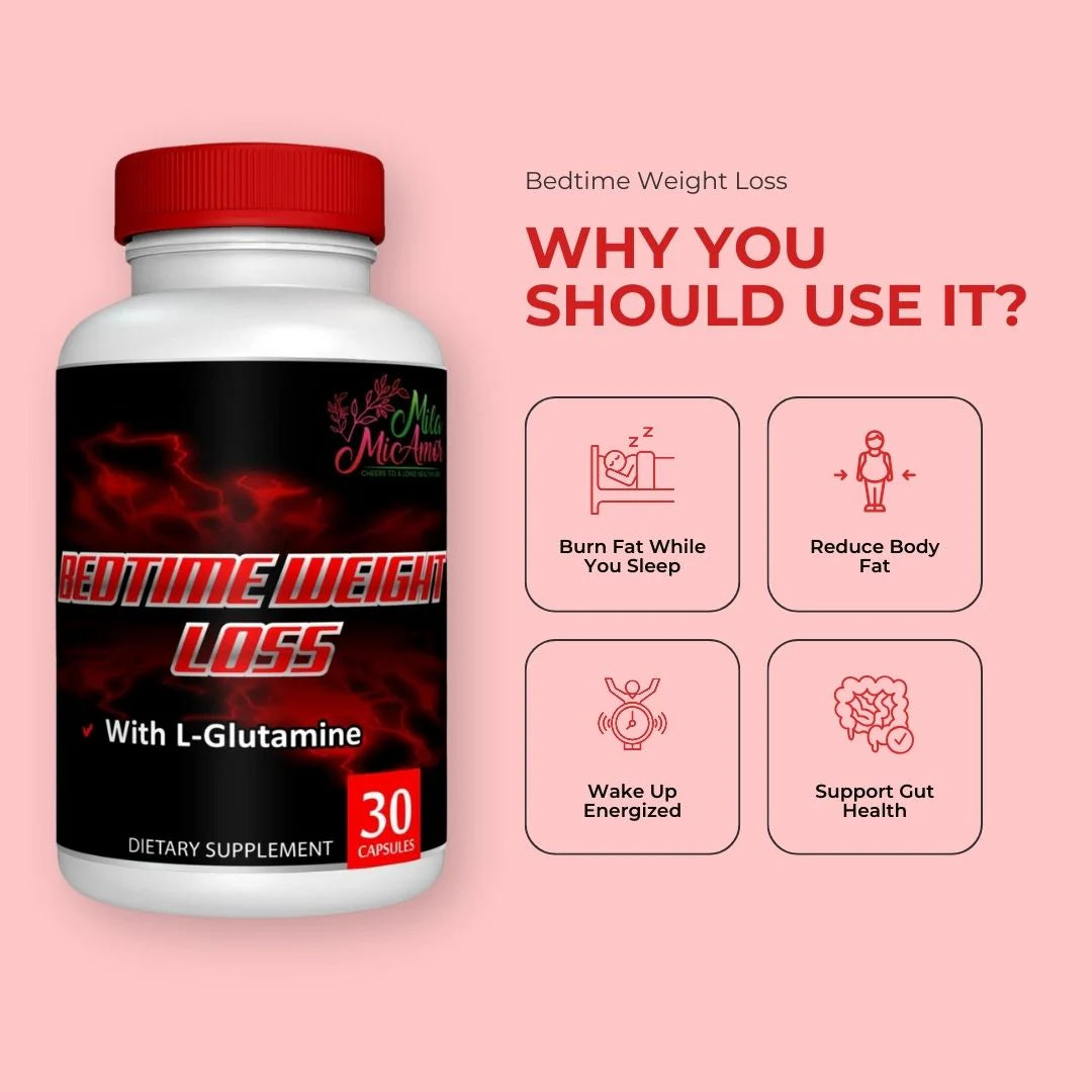 Bedtime Weight Loss | Caffeine Free | Weight Loss Support with L-Glutamine | Gut Health Support | Burn Fat | 30 Capsules