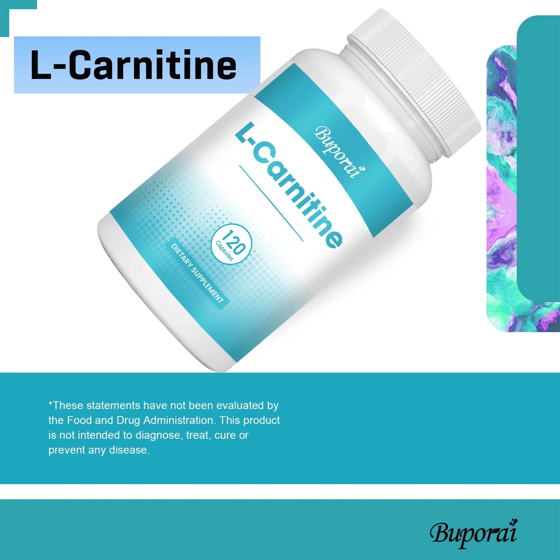 L-Carnitine - Burner Fat, Support Energy, Grow Muscles, Promote Metabolism, Improves Memory and Concentration - 120 Capsules