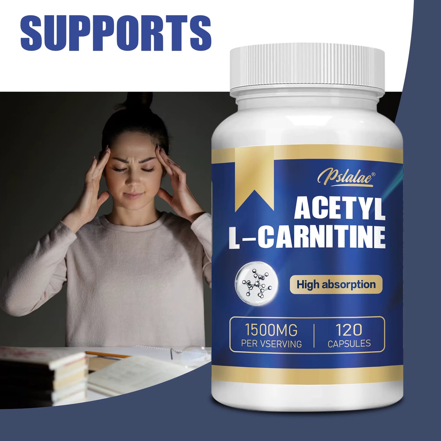Acetyl L-Carnitine - Natural Energy Production, Promote Metabolic, Supports Memory and Concentration - 120 Capsules