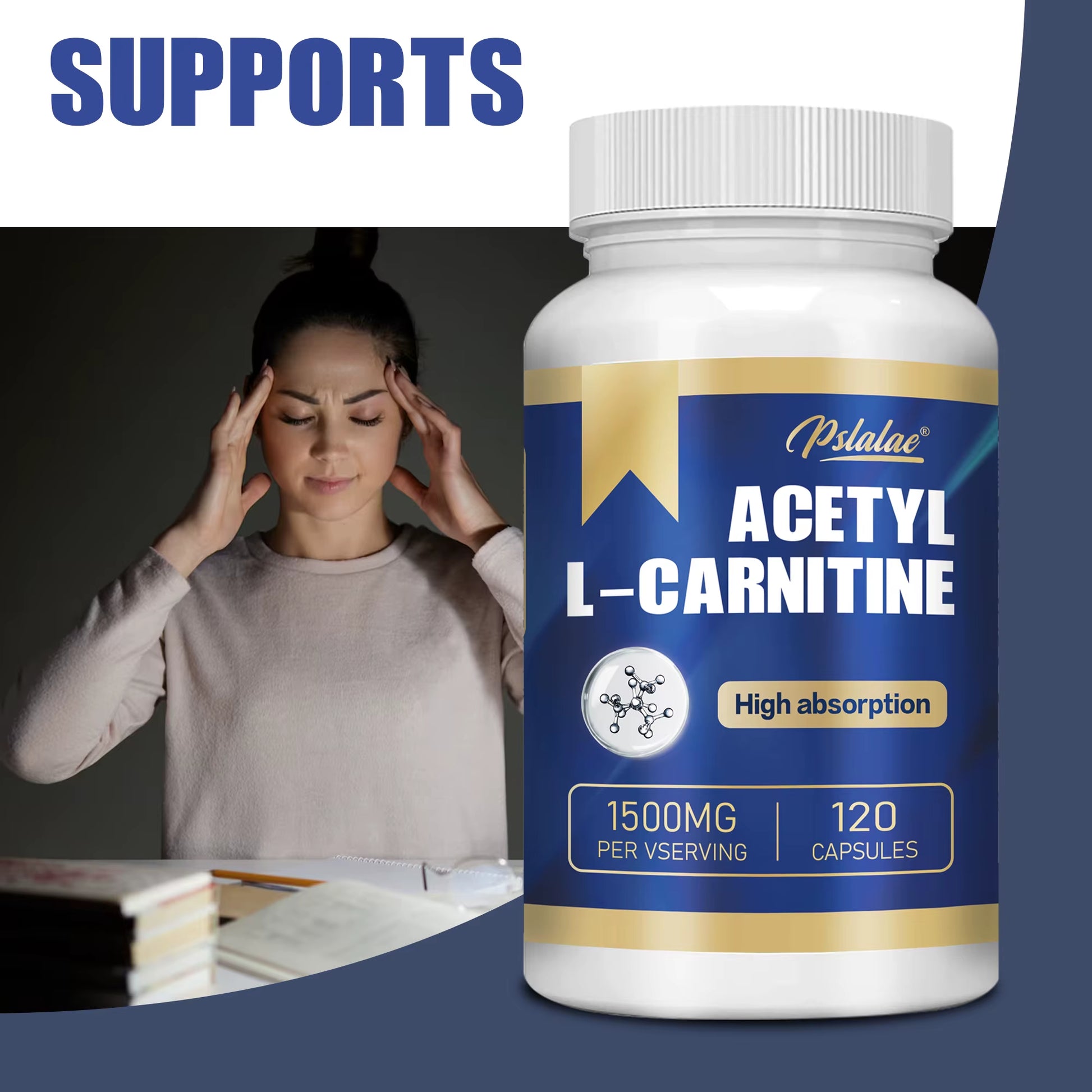 Acetyl L-Carnitine - Natural Energy Production, Promote Metabolic, Supports Memory and Concentration - 120 Capsules