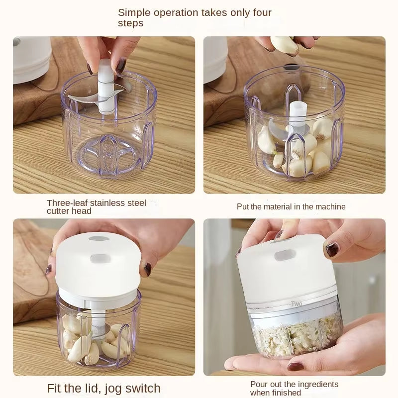 Electric Garlic Chopper Portable Veggie Chopper with 100 Ml Spoon Garlic Grinder Masher Onion Chopper Blender to Vegetable