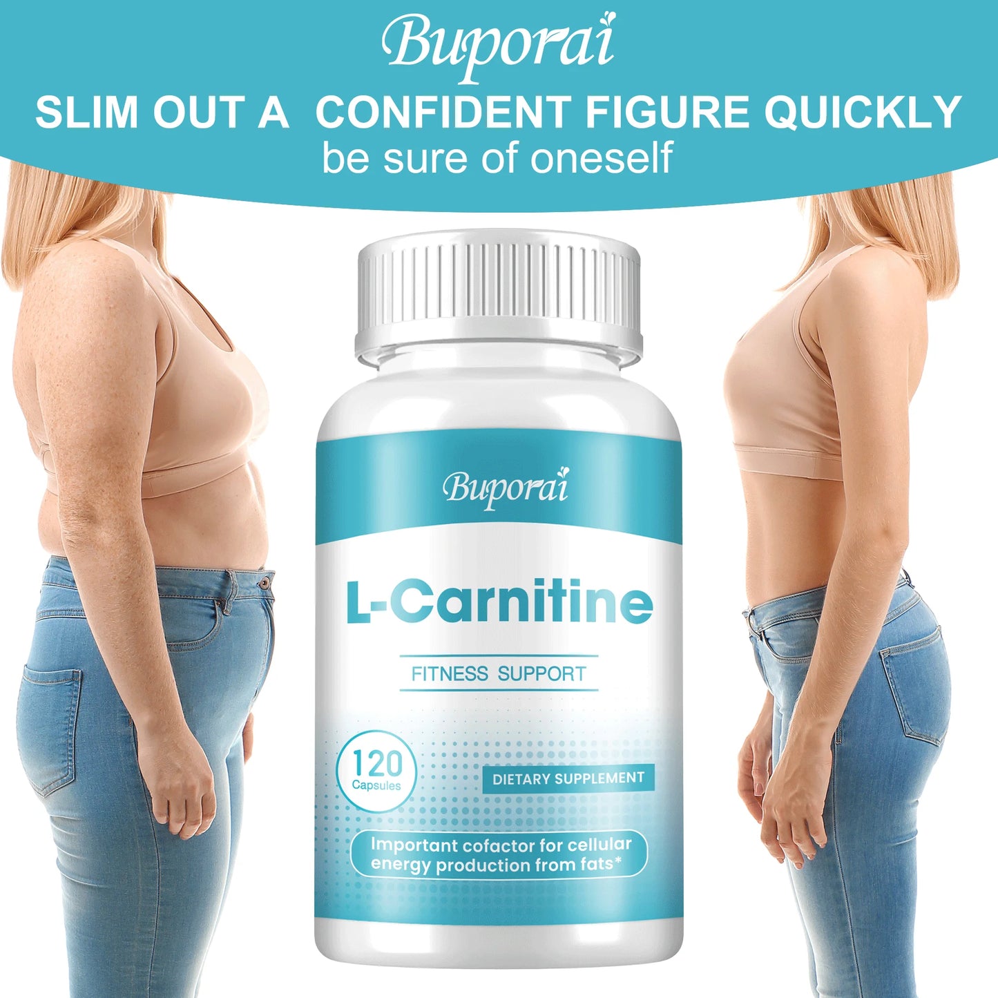 L-Carnitine - Burner Fat, Support Energy, Grow Muscles, Promote Metabolism, Improves Memory and Concentration - 120 Capsules