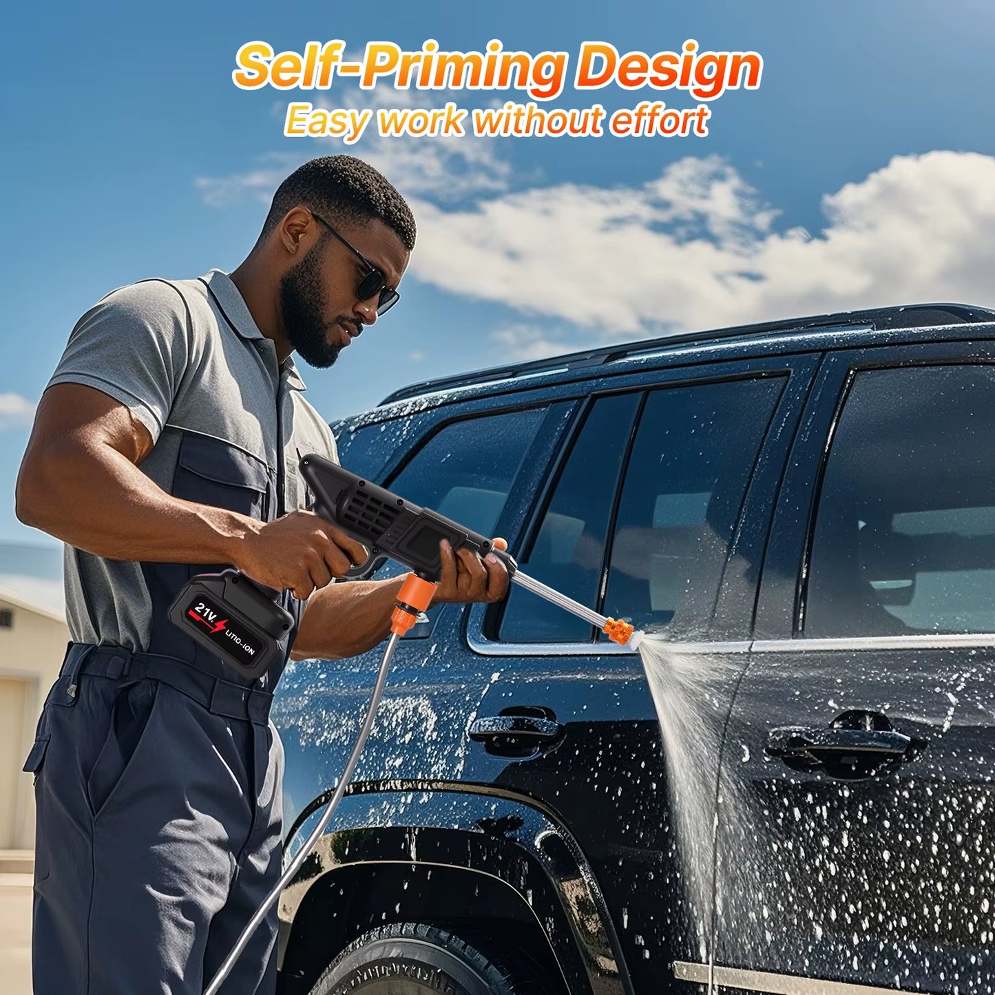 Cordless Pressure Washer，3-In-1 Nozzle Handheld Cordless Power Pressure Washer, Portable Cordless Power Cleaning Tool with 435PS