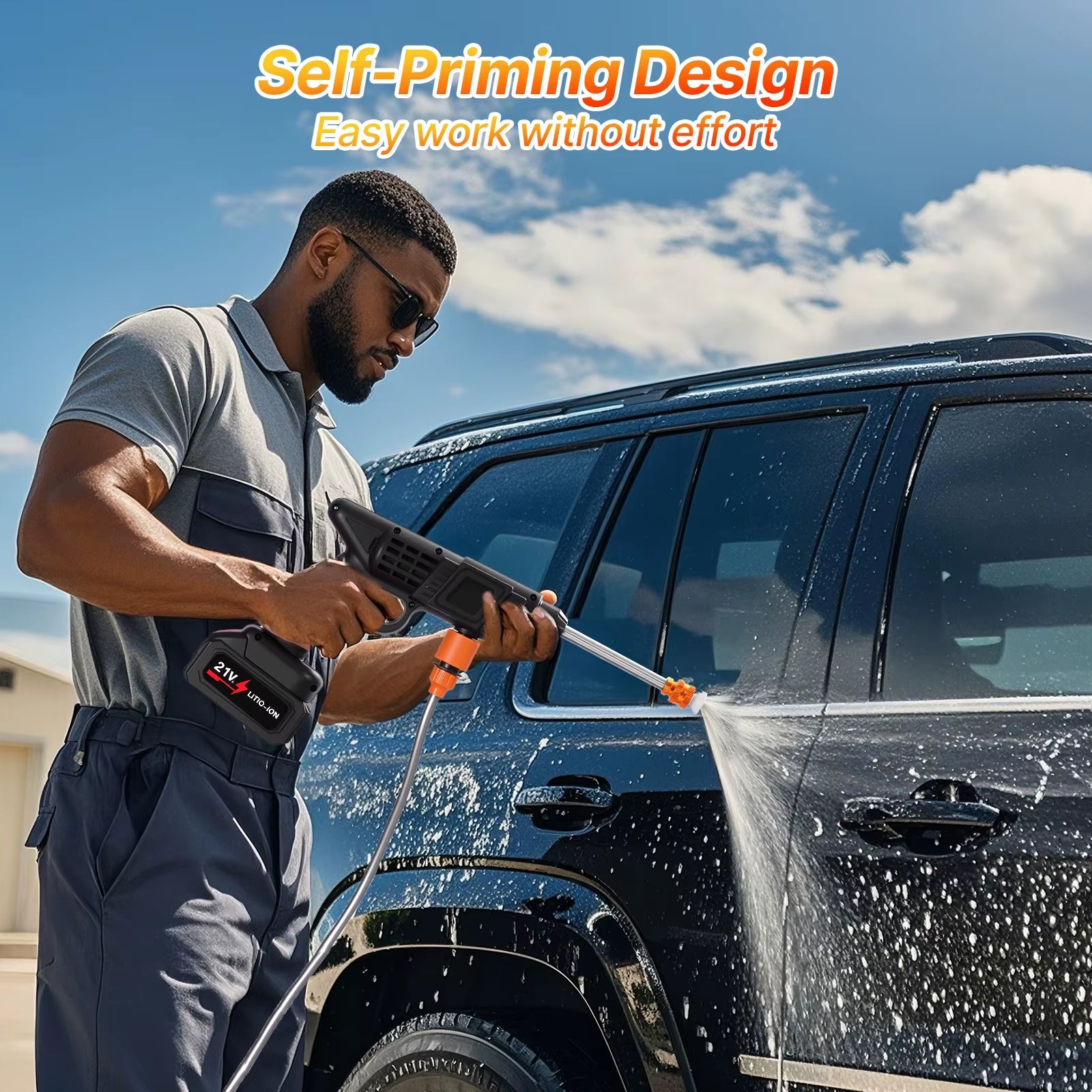 Cordless Pressure Washer，3-In-1 Nozzle Handheld Cordless Power Pressure Washer, Portable Cordless Power Cleaning Tool with 435PS