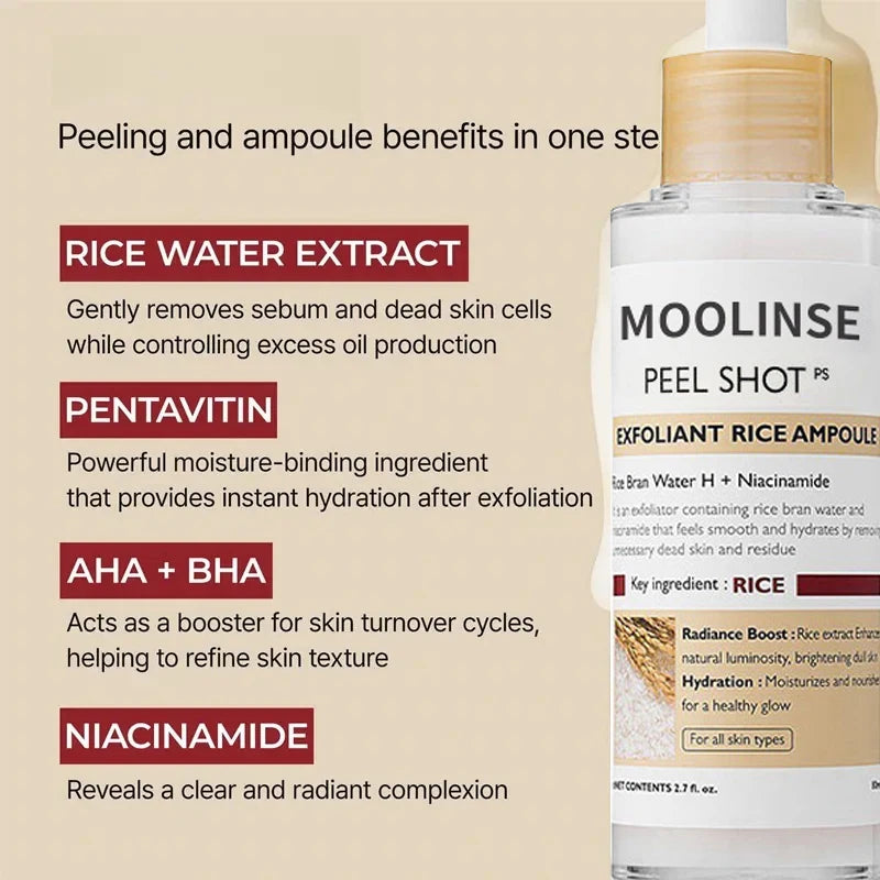 [Dr.Melaxin Official] Peel Shot Glow Rice Ampoule Duo - Serums for Brightening, Exfoliating, and Moisturizing - Suitable for All